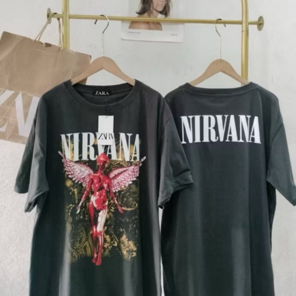 พร้อมส่งในไทย Oversize เสื้อยืด ผ้าคอตตอน แฟชั่นผู้หญิง BDZR-Nirvana แม่ชม