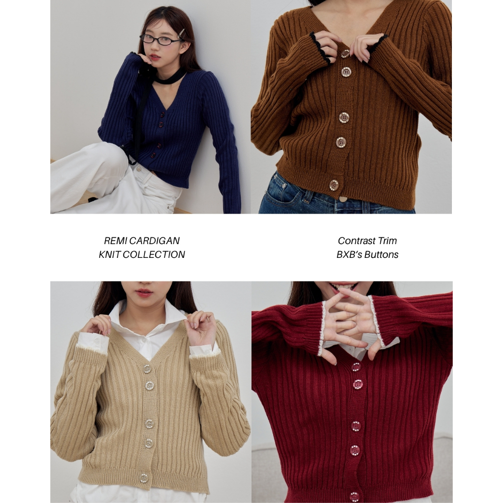 BXB - REMI CARDIGAN เสื้อแขนยาวคาดิแกนไหมพรม สีพื้น  | ส่งด่วน