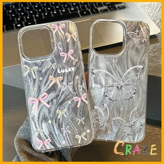เคสไอโฟน11 13 เคส Feather Laser Bow Case For iPhone 11 12 13 14 15 Pro X XR XS MAX