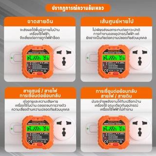 HM56B Outlet Tester พร้อมแรงดันไฟฟ้า 90-250V เครื่องทดสอบซ็อกเก็ตวงจรไฟฟ้าอัตโนมัติ Polarity เครื่องตรวจจับแรงดันไฟฟ