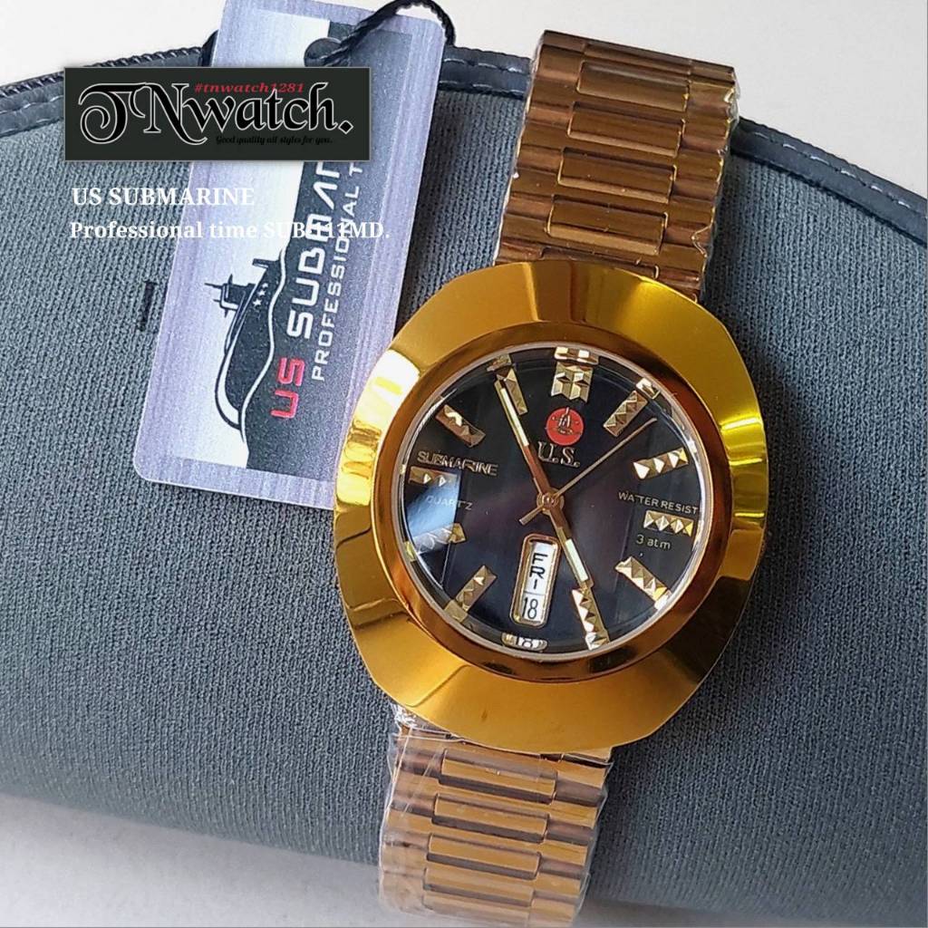 us submarine รุ่น PROFESSIONAL TIME นาฬิกาผู้ชาย นาฬิกาข้อมือ งานสแตนเลสแท้สีทอง