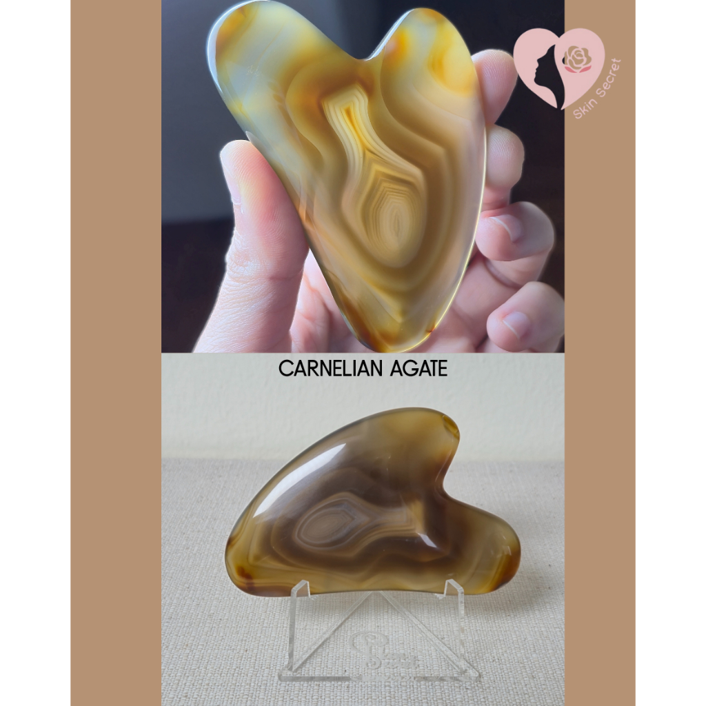 Skin Secret Handmade Carnelian Agate Gua Sha (Heart Shape) กัวซา แฮนเมด นวดหน้า
