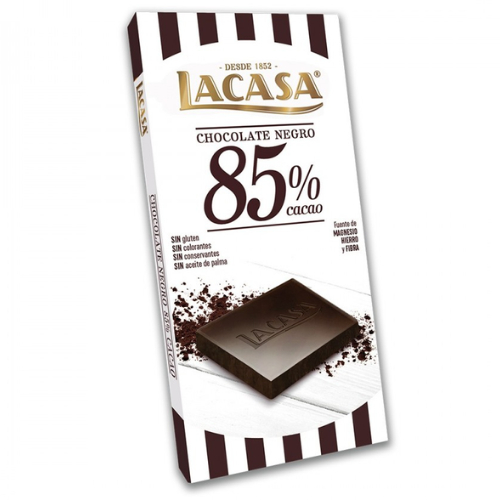 ลาคาซ่า ดาร์กช็อกโกแลตบาร์ 85% ขนาด 100 กรัม - 85% Dark Chocolate Bar 100g Lacasa brand