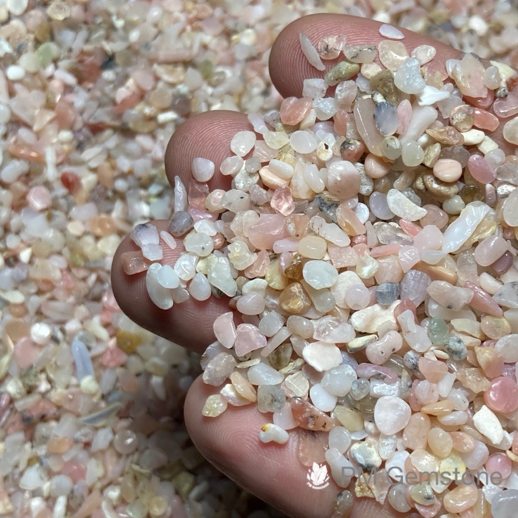 PO01 พิงค์โอปอล ( Pink Opal ) ขนาด 2-4mm หินธรรมชาติ หินนำโชค หินแร่ หินคริสตัล หินสะสม งานคราฟ หินใส่ขวดแก้ว หิน DIY