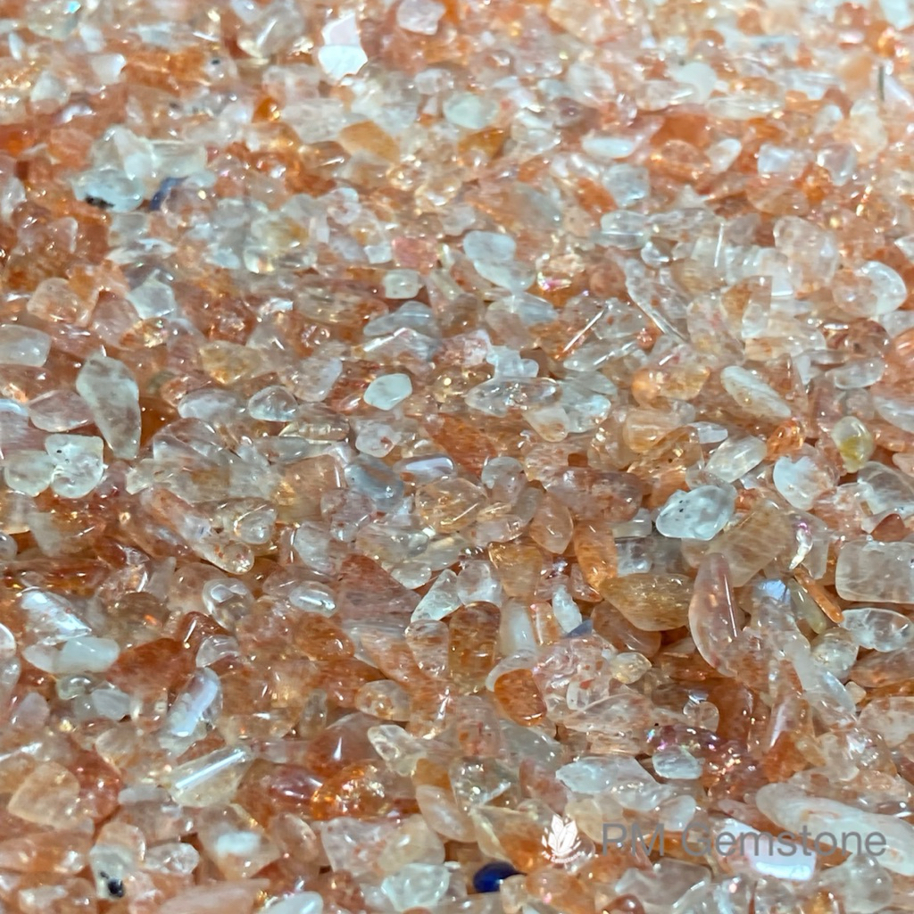 SN01 ซันสโตน ( Sunstone ) ขนาด 2-4mm หินธรรมชาติ หินนำโชค หินแร่ หินคริสตัล หินสะสม งานคราฟ หินใส่ขวดแก้ว หิน DIY