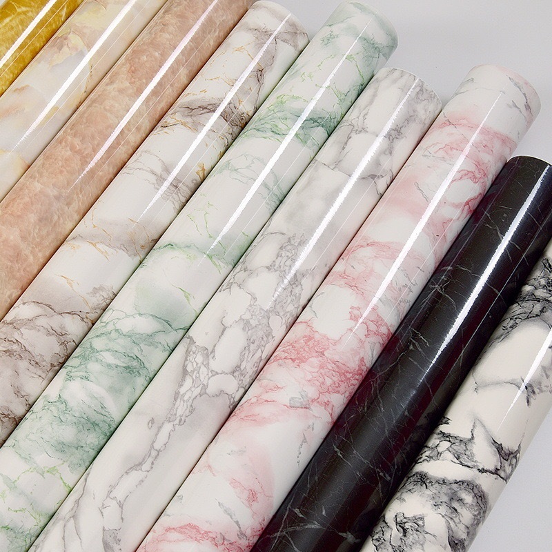 วอลเปเปอร์ติดผนังลายหินอ่อน  สำหรับตกแต่งผนังห้องน้ำและห้องครัวมี สติ๊กเกอร์ติดผนังกันน้ำกันน้ำมัน สติ๊กเกอร์ PVC มีกาว