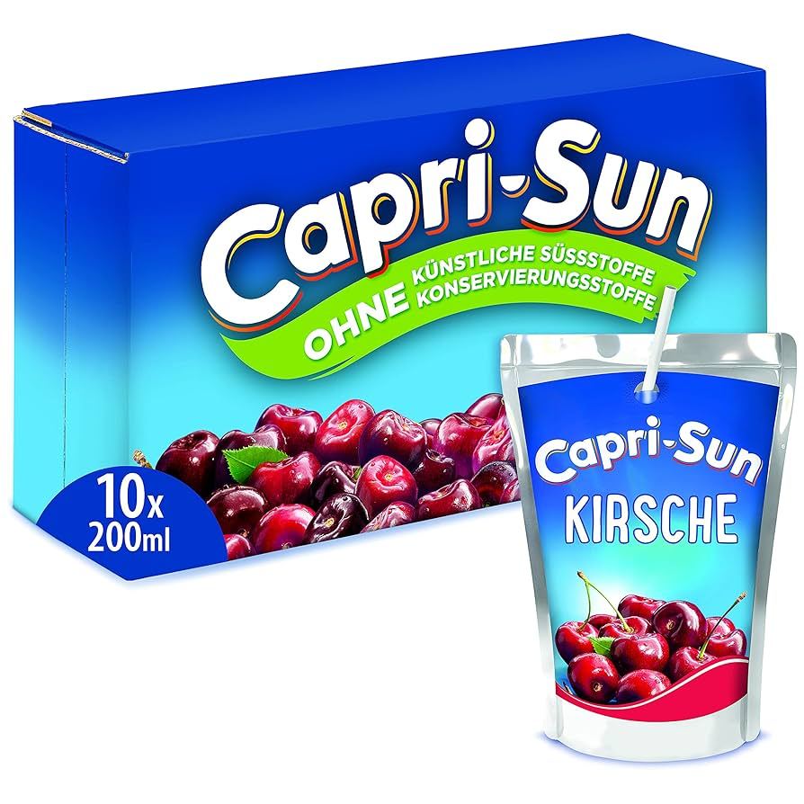 🌟พร้อมส่ง🌟Capri Sun Cherry 200 ml. 10 piece คาพรีซัน น้ำเชอร์รี่ผสมเลมอน 200 มล. 10 ซอง