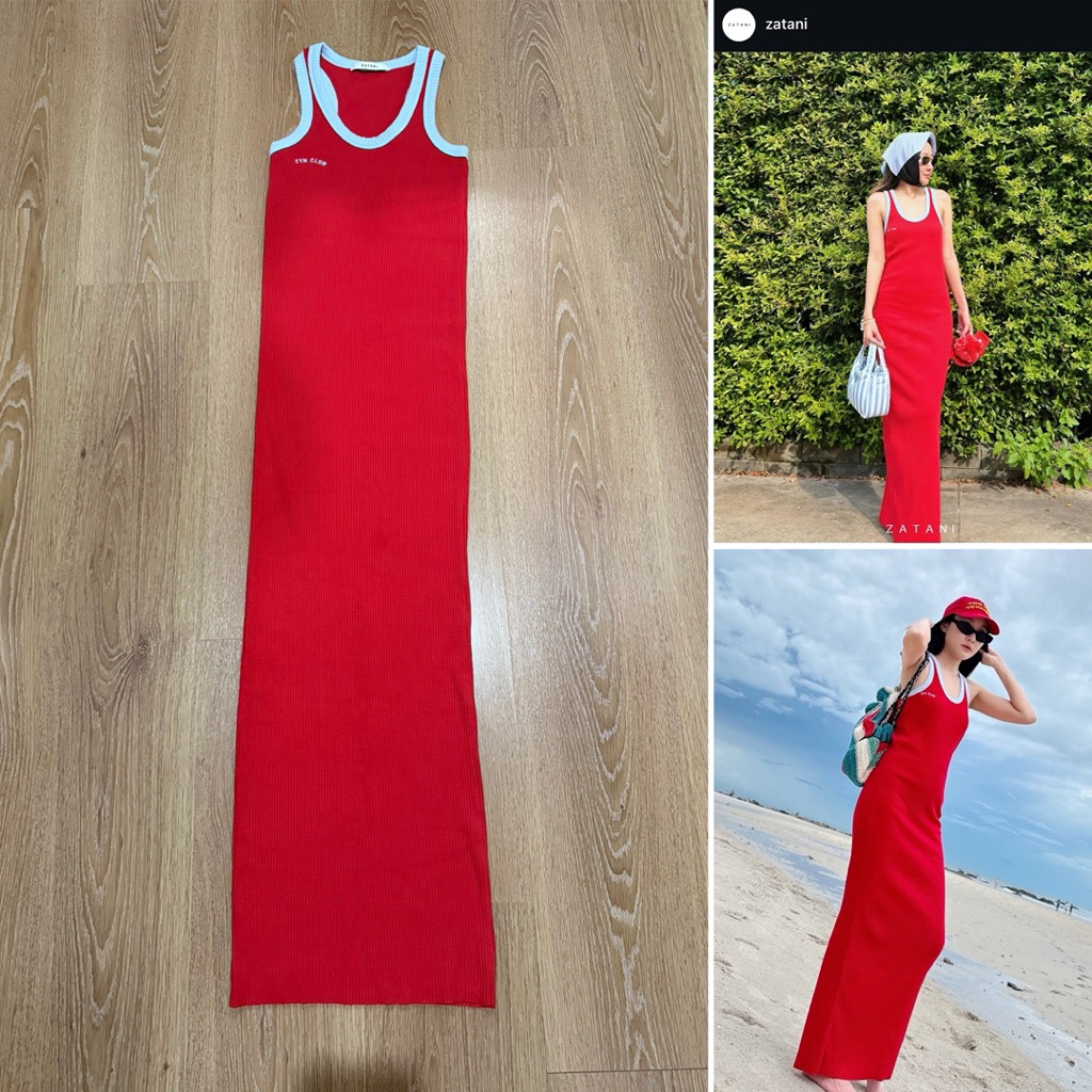 (ใช้โค้ดลดได้) zatani twotone maxi dress