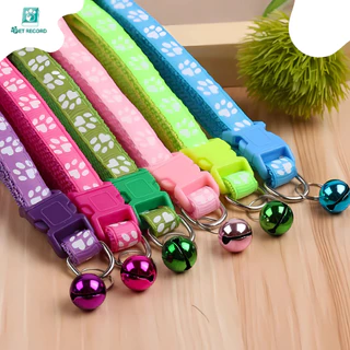 Pet Record ปลอกคอแมว ปลอกคอ ปลอกคอสุนัข ปลอกคอสัตว์เลี้ยง ลายอุ้งเท้าติดกระดิ่ง แบบปรับขนาดได้