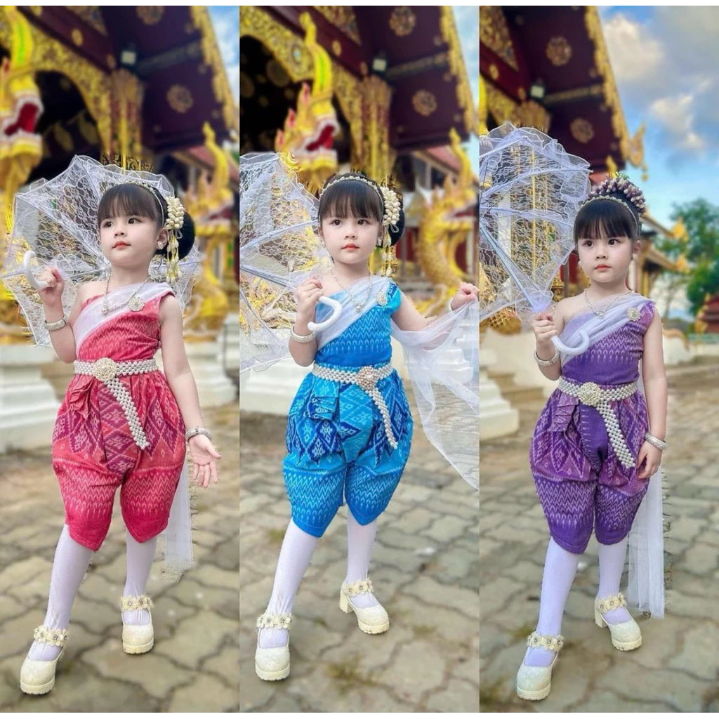 🌸ชุดไทยประยุกต์ลูกสาวผ้าฝ้าย คุณหนูคุนใจมาก🎀
