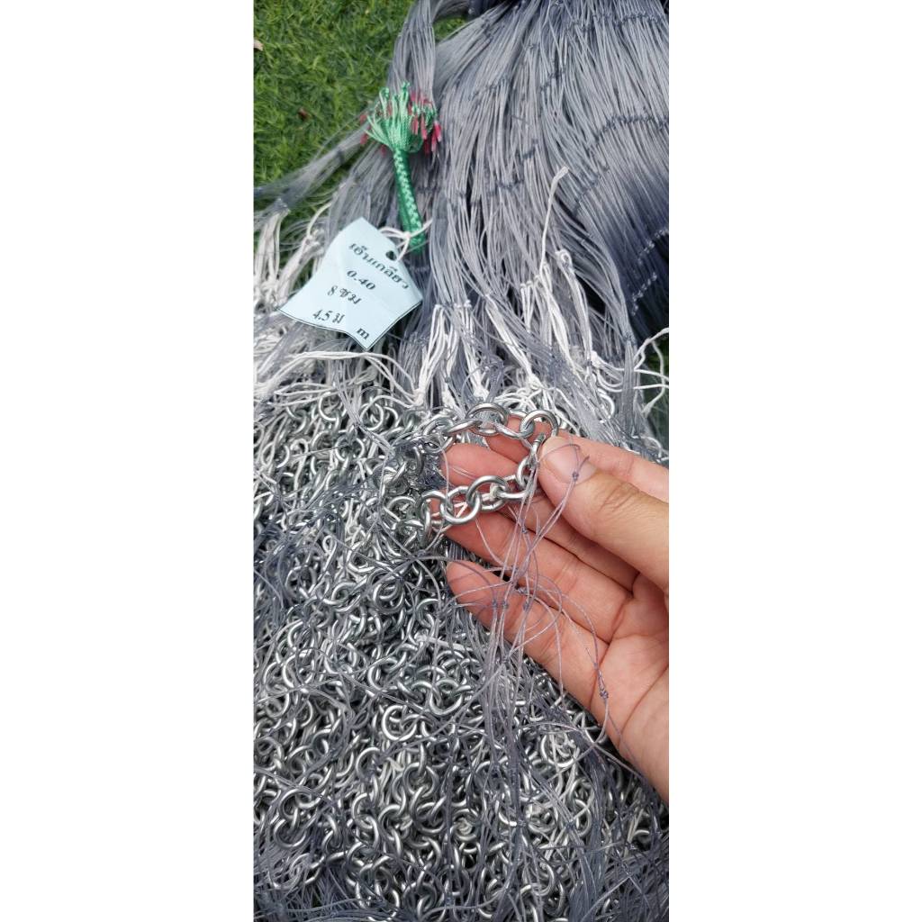 แหเอ็นเกลียว PE (ขนาดตา 1.5 - 5 เซ็น) ขึ้นเพลาเรียบร้อย พร้อมใช้งาน เเหจับปลา อุปกรณ์ตกปลา