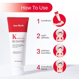 [แพ็ค 3 ชิ้น ] Am Herb Kombucha Facial Cleansing Gel Plus เจลล้างหน้าสูตรอ่อนโยน เหมาะสำหรับผิวเป็นสิวง่าย