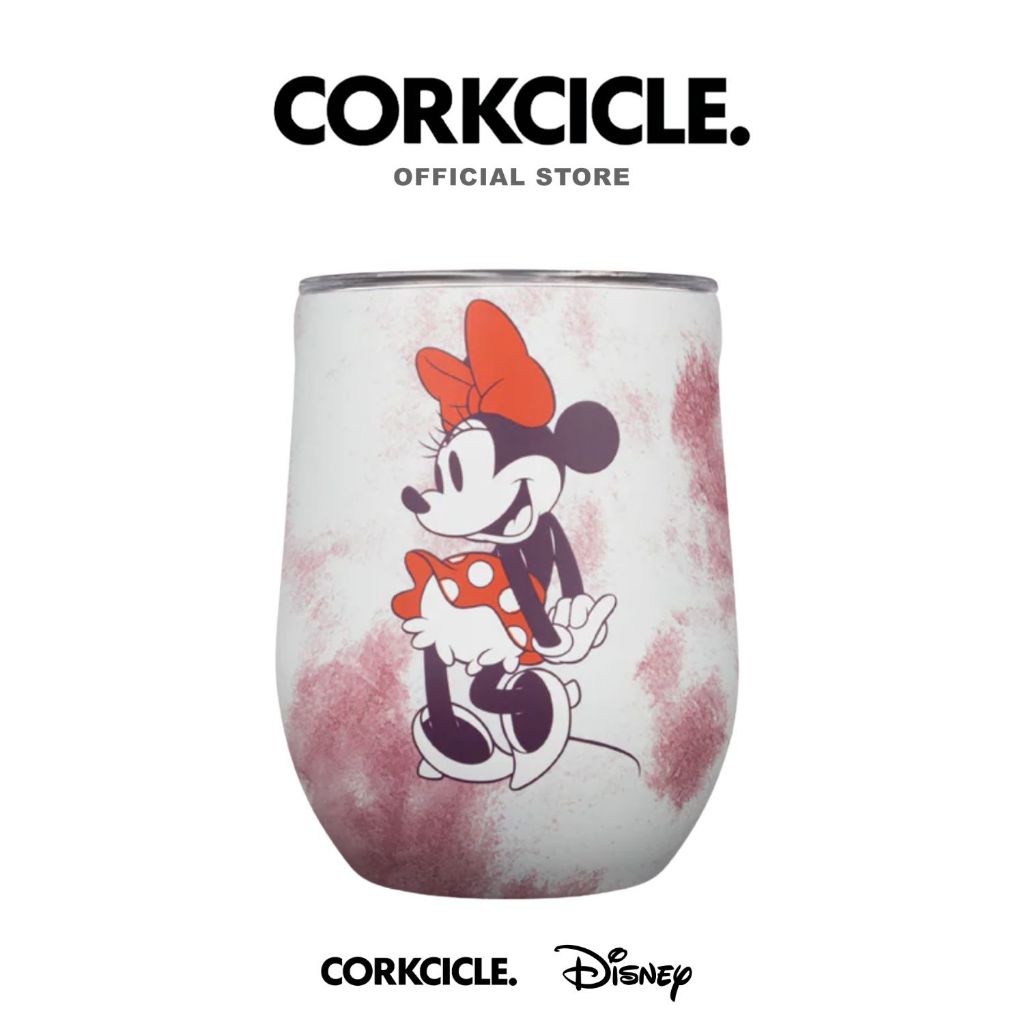 Corkcicle 12 oz (355 ml) Stemless Tumbler | Disney Minnie Tie Dye ขาว | Keeps Cold เก็บเย็น 9hrs | กระบอกน้ำ ขวดน้ําพกพา