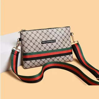 WalesPolo Crossbody work Bag , กระเป๋าคลัทช์ไหล่มัลติฟังก์ชั่น, Unisex Striped 2025 สไตล์ใหม่