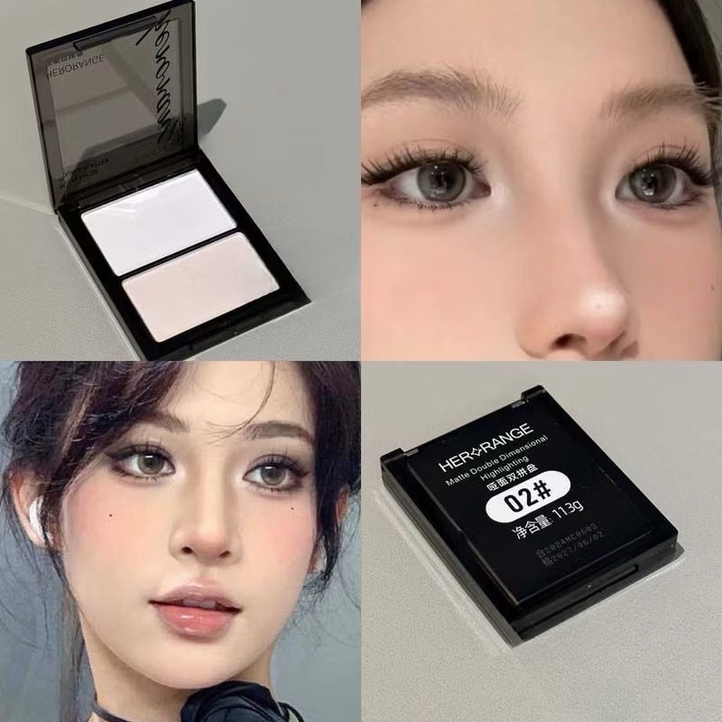 L482 HERORANGE พาเลตต์คอนทัวร์ไฮไลท์ 2 สี เนื้อแป้งสวยงามบางเบา แบบแมตต์ ช่วยให้ใบหน้า ดวงตา จมูก ดูกระจ่างใส - รูปที่ 4