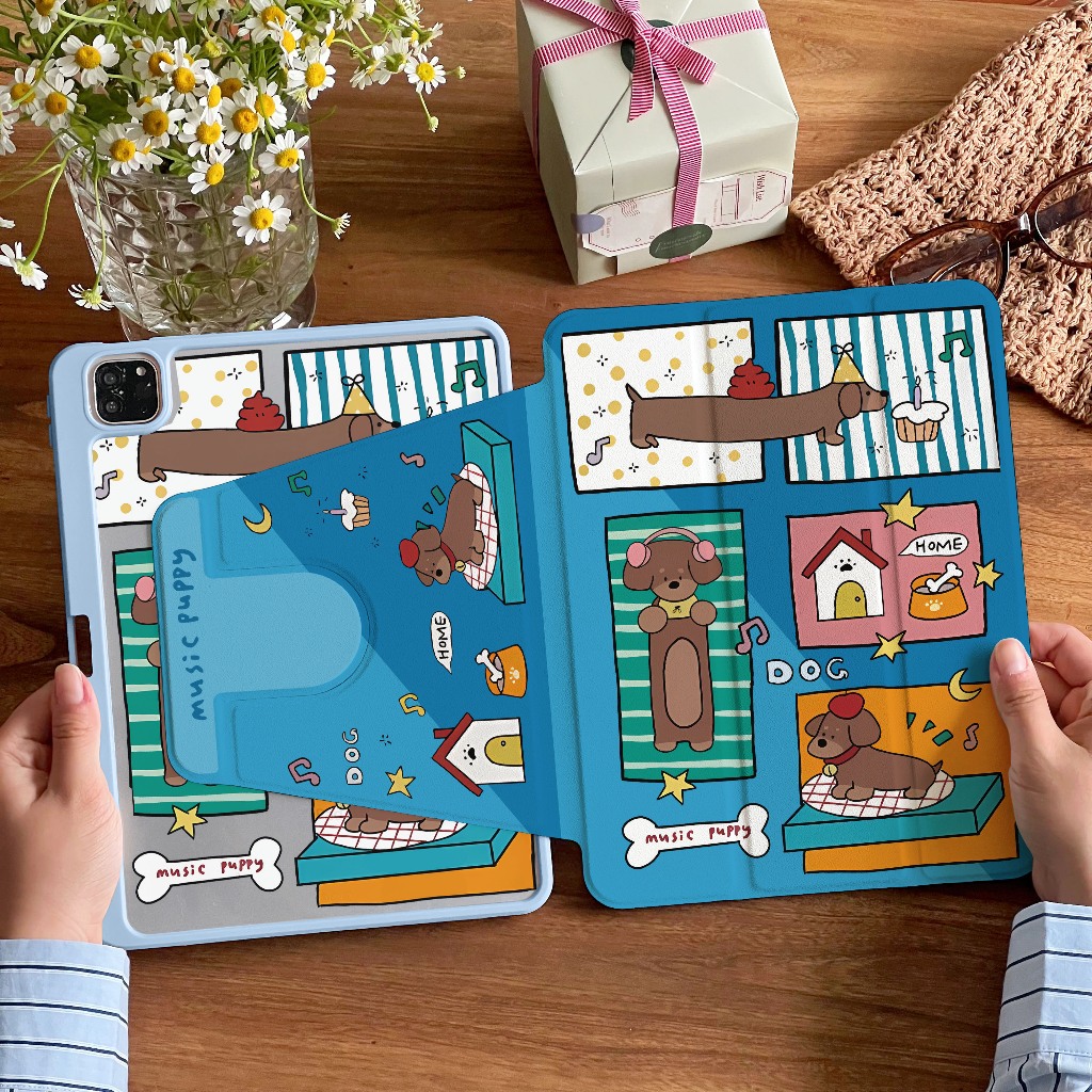 🔥พร้อมส่ง🔥เคสiPadหมุน 360°Air7 Air8 11/13 Gen12 ที่ใส่ปากกา ดัชชุนด์ เคส iPad Gen11/10 Air6 Pro11/13