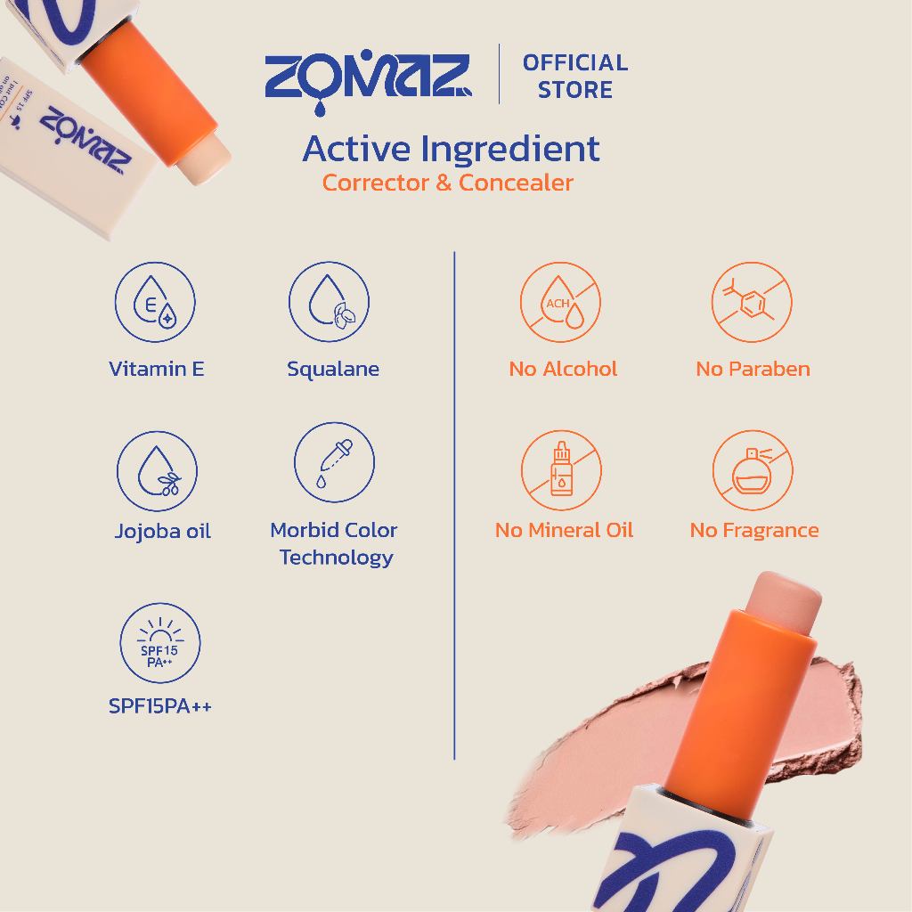 ZOMAZ COSMETIC CONCEALER ON MY UNDER EYES SPF 15 PA++ ราคา ถูกที่สุด ดีลบีเคเค แกลเลอรีภาพที่ 5