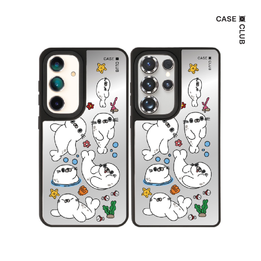 CaseClub เคส ซัมซุง เคส Samsung เคส กระจก ลาย Seal Sticker สำหรับ Galaxy S25 Ultra / S25 / S24 Ultra