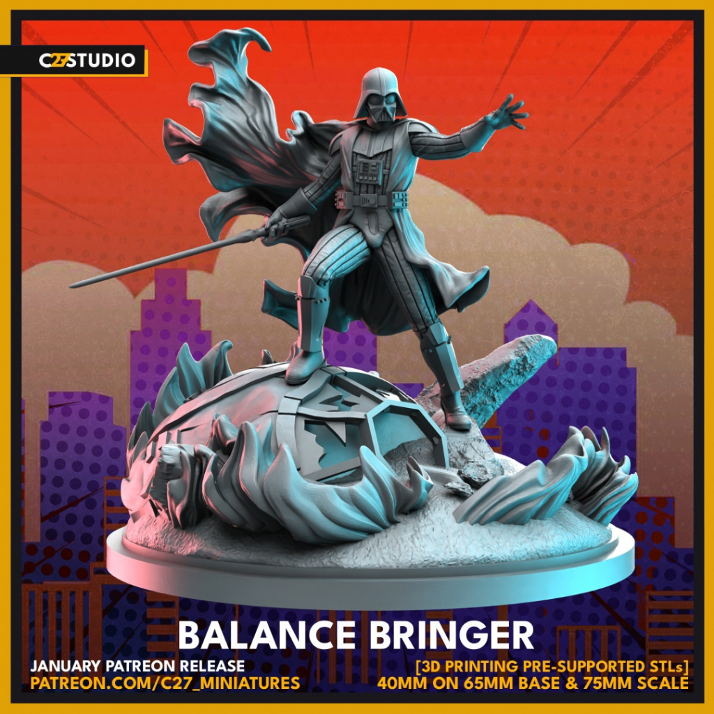Balance Bringer - Shadow Knights / 40, 75mm scale 3D printed miniature C27
