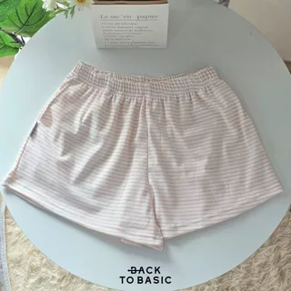 [striped pants] กางเกงขาสั้นผู้หญิง ลายริ้ว ใส่นอน ใส่อยู่บ้าน ทรงสวย น่ารักผ้านิ่ม ไม่บาง