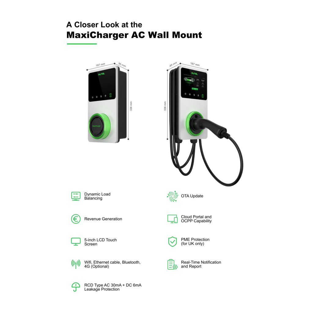 Autel-Maxi Charger (AC WALLBOX 22 kW) สีเทาเข้ม