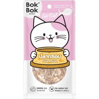 Bok Bok บ๊อกบ๊อก ปลากรอบ 25g 12 ถุง ขนมแมว อบแห้ง 100% ไม่เติมเกลือ ไม่ปรุงรส อร่อย มีประโยชน์ ช่วยขัดฟัน