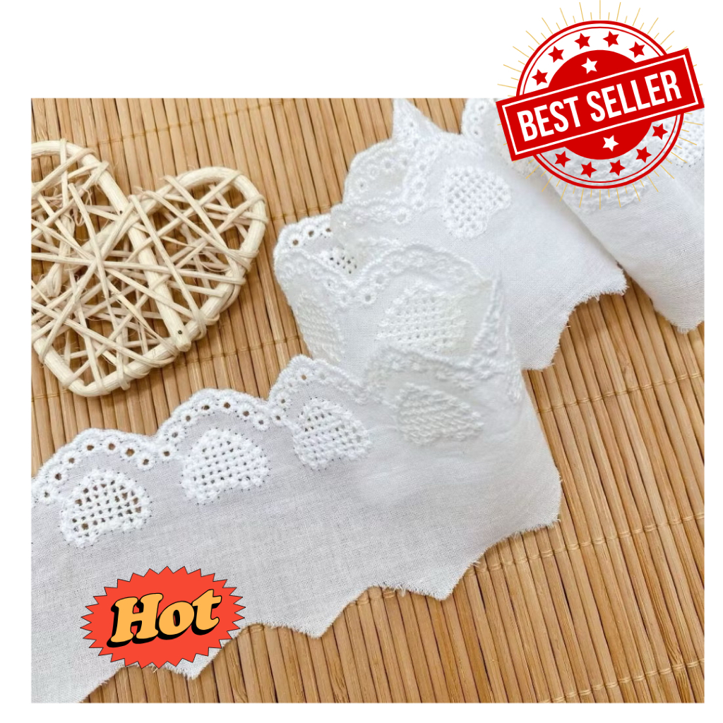 Macraft ผ้าคอตตอนตกแต่งเสื้อผ้า ขนาด 5 CM ผ้าฉลุ ตกแต่งชายกระโปรงเทปตกแต่ง CTA 11