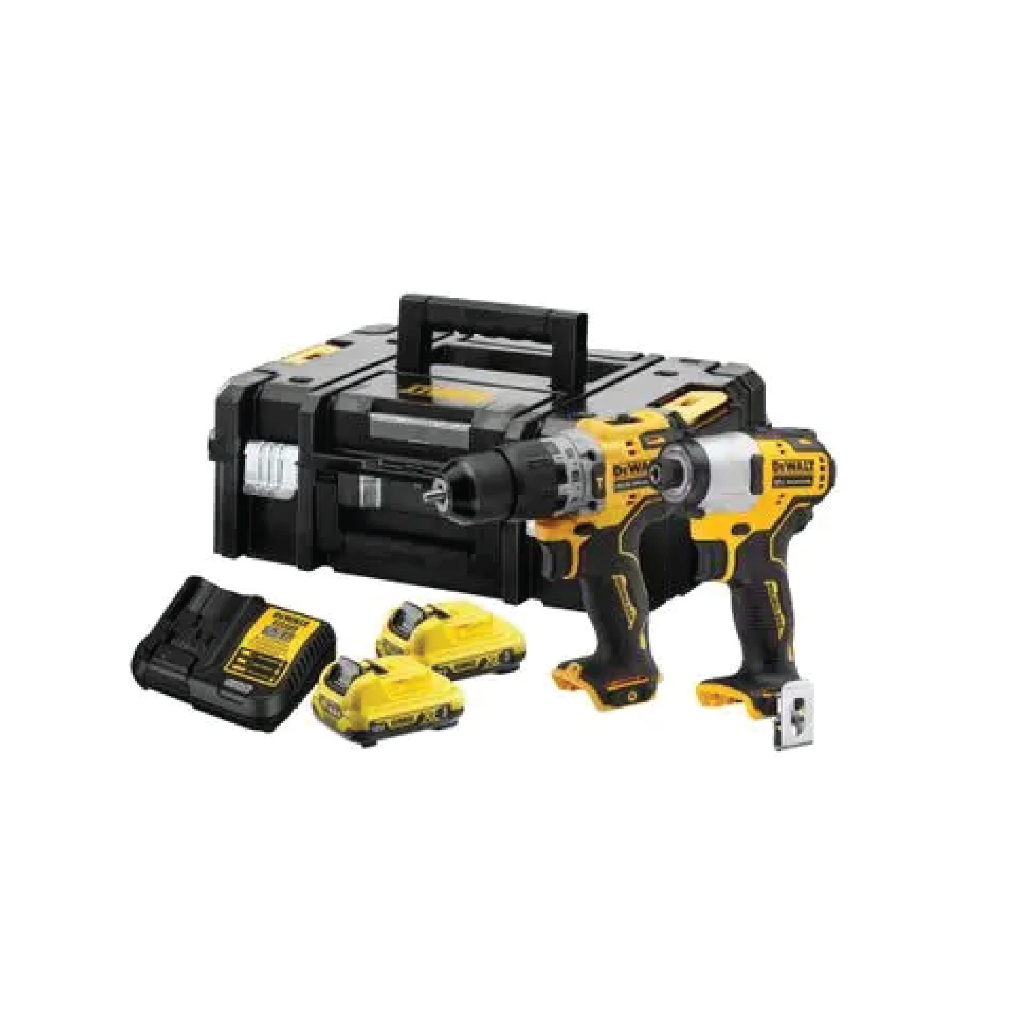 ชุดสว่านกระแทกพร้อมไขควงกระแทกไร้สาย 12V Max Brushless DEWALT รุ่น DCK2111L2T-B1 (รวมแบต 3 Ah x 2)