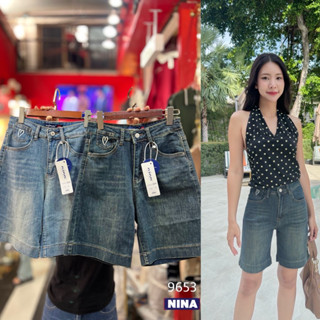 🌈𝑵𝒊𝒏𝒂.𝒋𝒆𝒂𝒏𝒔#9653 กางเกงยีนส์ผ้ายืดขาสามส่วน ผ้ายืดเยอะ ใส่สบ…