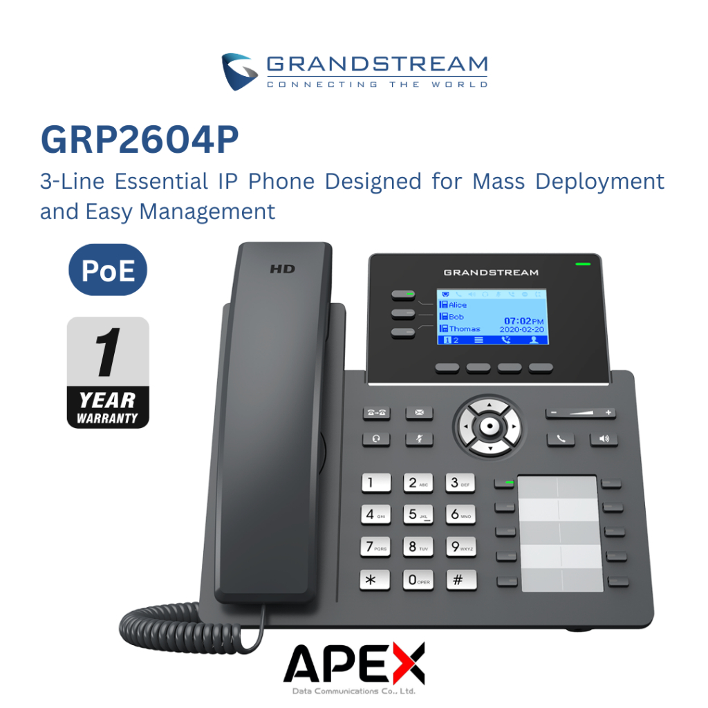 [พร้อมส่งในไทย] Grandstream GRP2604P - 6 SIP,3 line IP Phone Dual 10/100/1000Mbps /PoE/ supprt GDMS