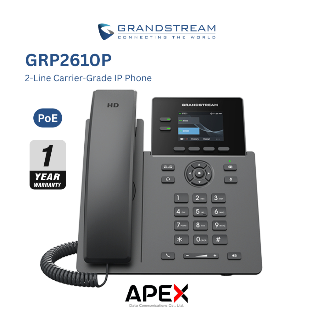 [พร้อมส่งในไทย] Grandstream GRP2610P - 2 Lines, 2 SIP Accounts, 2.4 in scrn, PoE, Color
