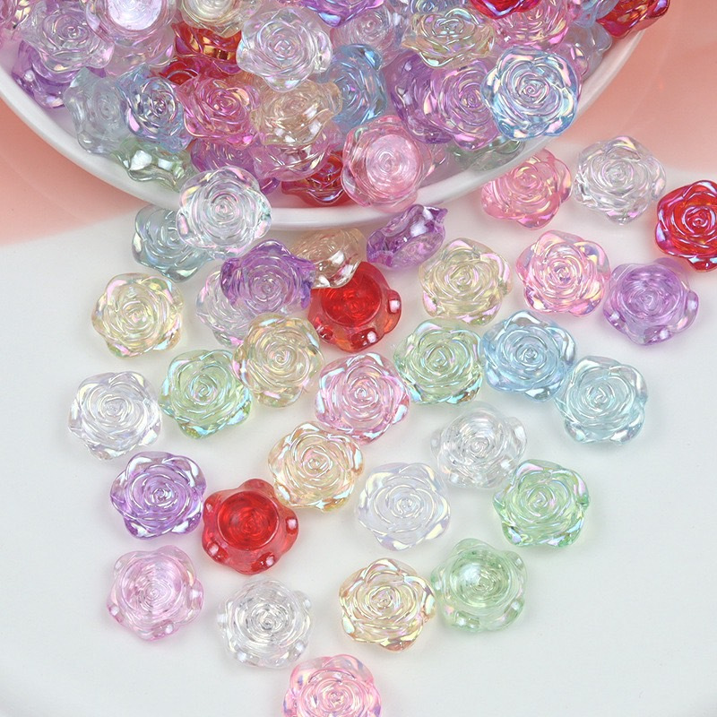 ดอกกุหลาบเรซิ่น ดอกไม้ใส 18.5mm สำหรับตกแต่งเครื่องประดับdiy