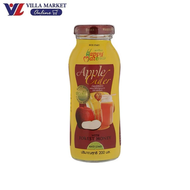 Happy Mate Apple Cider Organic Forest Honey 200Ml น้ำส้มสายชู น้ำส้มสายชูสกัด น้ำผึ้งป่าและมะนาว