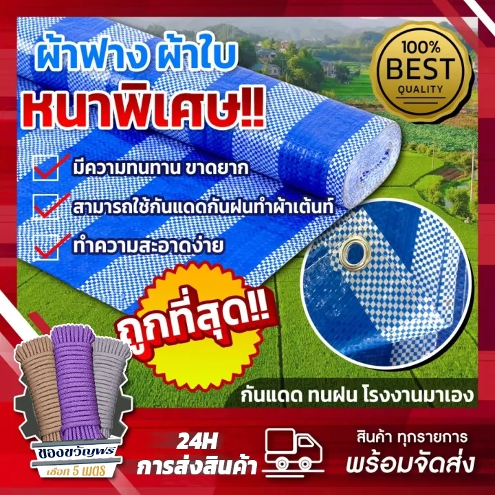 ผ้าใบบลูชีท ผ้าใบพลาสติก ผ้าใบปูพื้น ผ้าใบฟ้าขาว เจาะรูตาไก่ ผ้าใบกันแดด กันฝน ผ้าฟาง