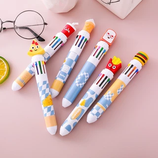 🔥ส่งในไทย🔥 ปากกากดหลายสี 10 สี ขนาด0.7มม. ปากกาลูกลื่น ปากกาหลายสี ปากกาลายการ์ตูน เครื่องเขียน ของแจก