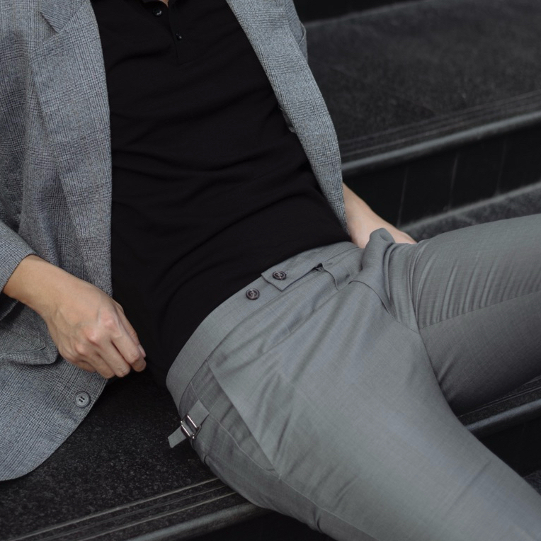 CHANDA กางเกงขายาว Hip Side Adjusters Trouser in Mid Grey