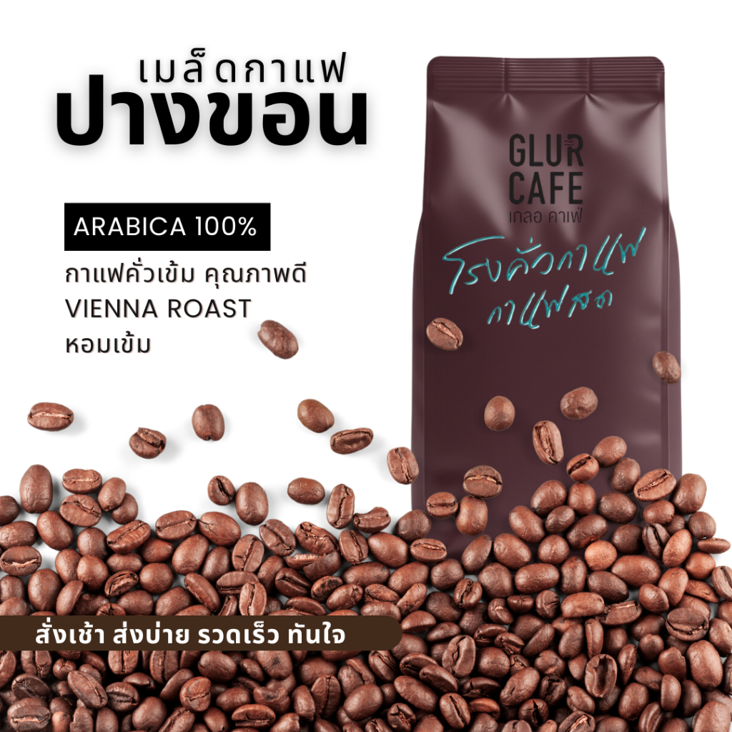 เมล็ดกาแฟ ปางขอนคั่วเข้ม Vienna Roast Arabica 100% คุณภาพดีจากร้าน Glur Cafe ขนาด 200g