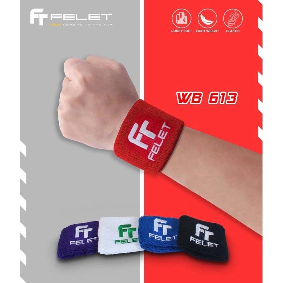 Felet Sport Wristband ผ้ารัดข้อมือ ช่วยดูดชับเหงื่อขณะออกกำลังกาย (สินค้าลิขสิทธิ์แท้ 100%)