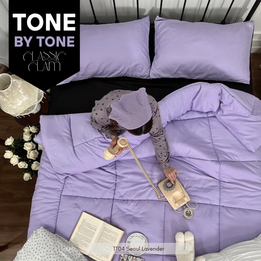 ชุดผ้าปูที่นอนสีพื้น (Premium) เรียบหรู รุ่น Tone by Tone Classic Clam Series New collection ครบเซ็ท 6 ชิ้น thumbnail 5