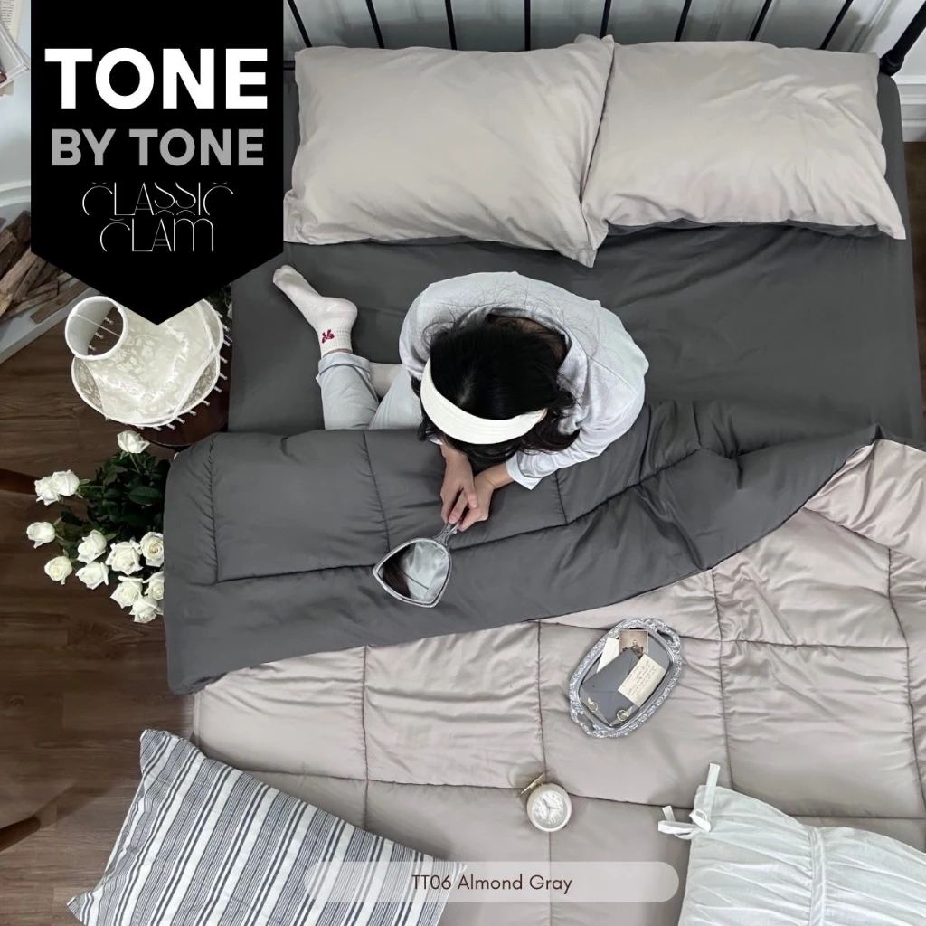 ชุดผ้าปูที่นอนสีพื้น (Premium) เรียบหรู รุ่น Tone by Tone Classic Clam Series New collection ครบเซ็ท 6 ชิ้น thumbnail 8