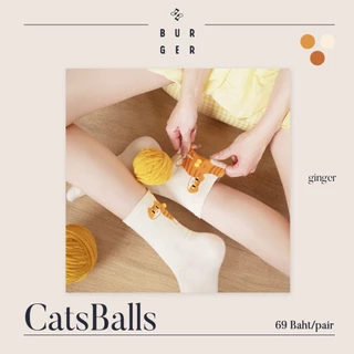 CatsBalls ถุงเท้าแฟชั่นครึ่งแข้ง ลายไข่น้อนแมว 3 แบบ น่ารัก ราคาถูก คุณภาพดี