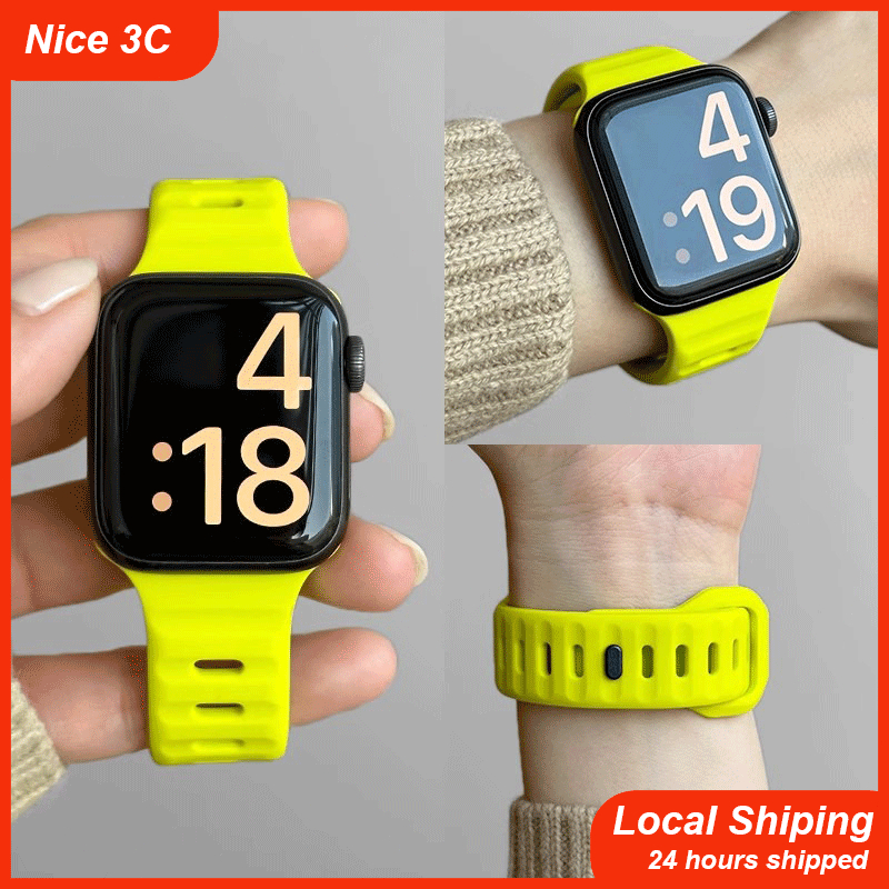 สายซิลิโคนสําหรับ iWatch Band Ultra 2 49 มม.45 มม.40 มม.44 มม.42 มม.46 มม.41 มม.สร้อยข้อมือกีฬาแบบนุ่ม iWatch Series 10