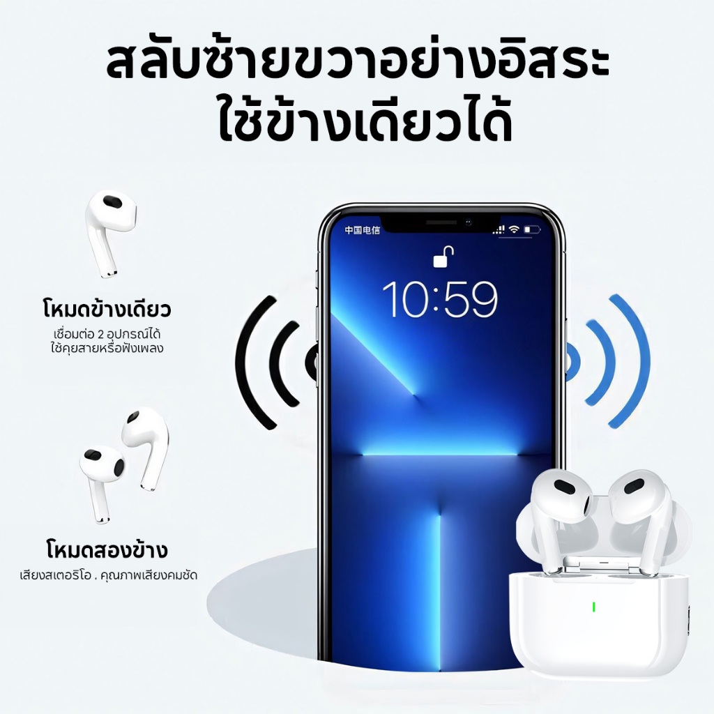 JQVITEK หูฟังบลูทูธ หูฟังไร้สาย TWS Bluetooth 5.4 ไมโครโฟนในตัว ENC ลดเสียงรบกวนการโทร คุณภาพเสียงที่ชัดเจน EP201 - รูปที่ 6