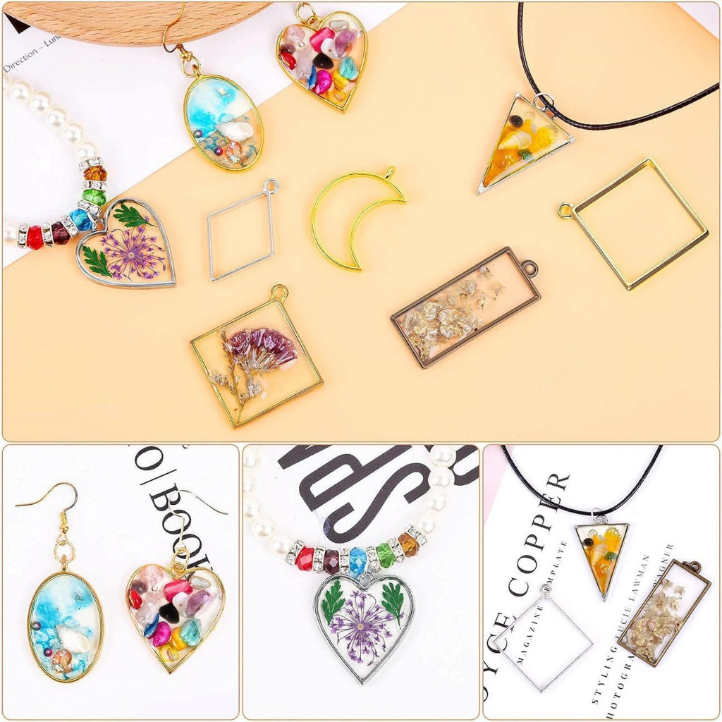 จี้กรอบเรซิ่นรูปทรงเรขาคณิต ดาว,หัวใจ,แมว อีพ้อกUV สำหรับทำเครื่องประดับ สร้อยคอ ต่างหู