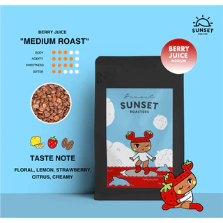 Berry Juice เมล็ดกาแฟคั่วกลาง Ethiopia Blendได้ทั้งอเมริกาโน รสกลมกล่อมฟรุ้ตตี้ สวีท บอดี้และเมนูนม Sunset