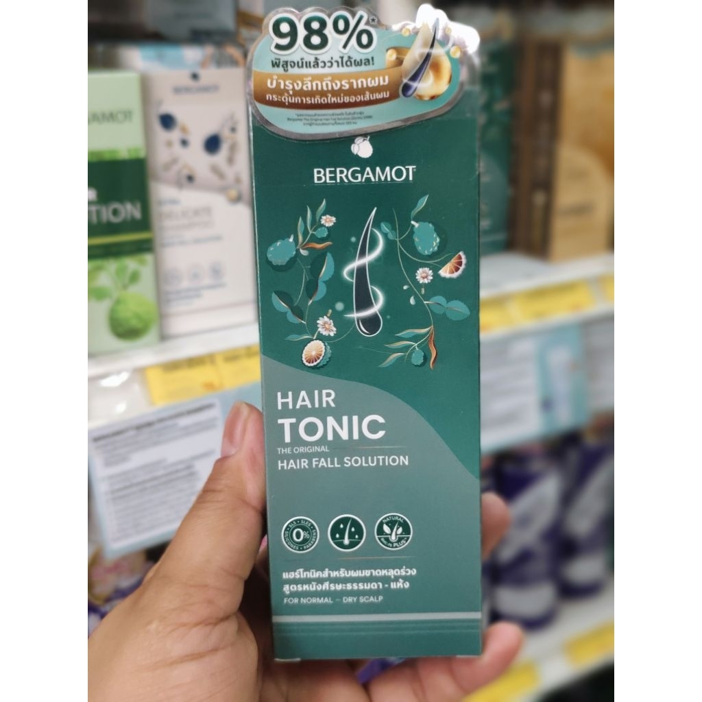 Bergamot Hair Tonic แฮร์โทนิค สำหรับผมขาดหลุดร่วง สูตรหนังศีรษะธรรมดา-แห้ง(เขียว) 100 มล.