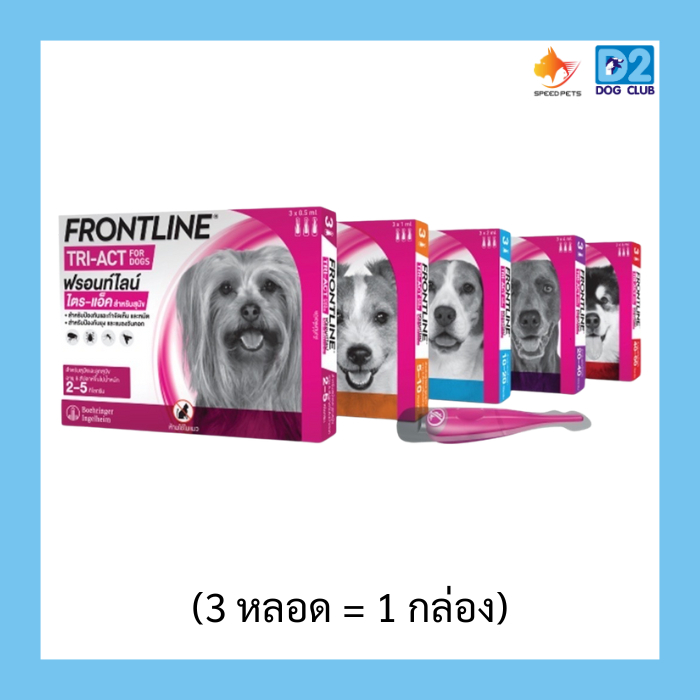 Frontline TRI-ACT ยาหยอดกำจัดเห็บหมัด ป้องกันยุง สำหรับ สุนัข  (จำหน่าย 3 หลอด = 1 กล่อง)