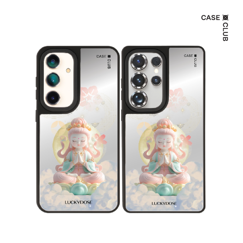 CaseClub เคส ซัมซุง เคส Samsung เคส กระจก ลาย LuckyDose Guanyin สำหรับ Galaxy S25 Ultra / S25 / S24 
