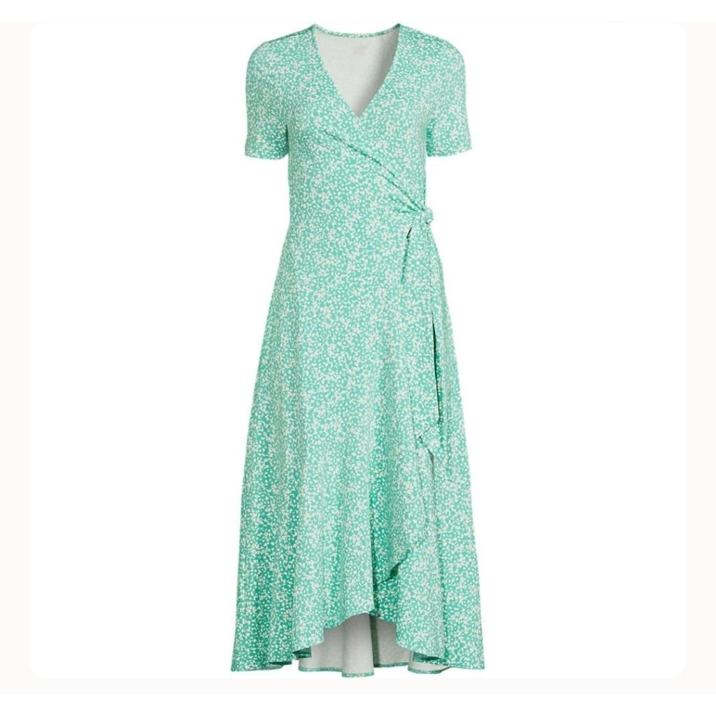 LAND'S END  Cotton Vneck Wrap Midi Dress