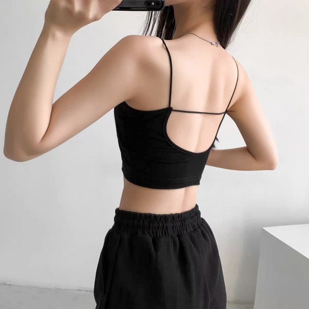 TEY Shop  เสื้อกล้ามเว้าหลัง สายเดี่ยว เสริมฟองน้ำ งานฟรีไซตร์ มีพร้อมส่ง
